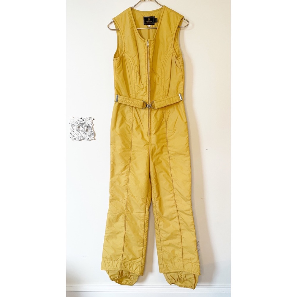 Vintage Edelweiss Retro Ski Bibs Ski Suit Gold One Piece M